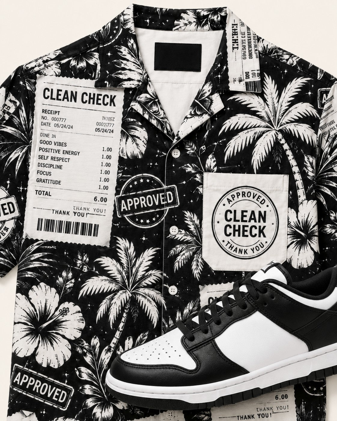 Black/White Hawaiian Shirt, lifestyle 4