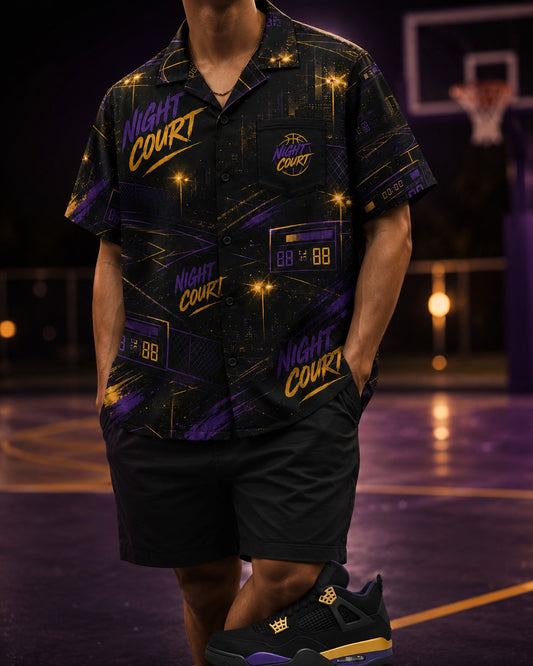Purple/Gold Hawaiian Shirt, lifestyle 1
