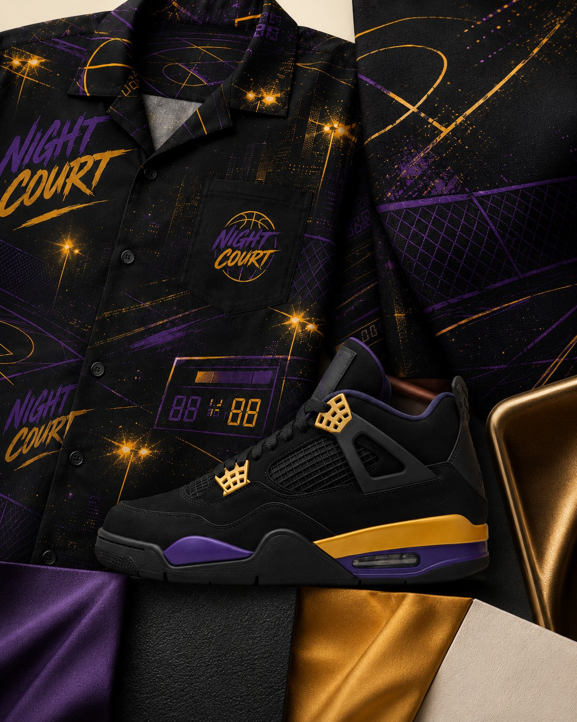 Purple/Gold Hawaiian Shirt, lifestyle 3