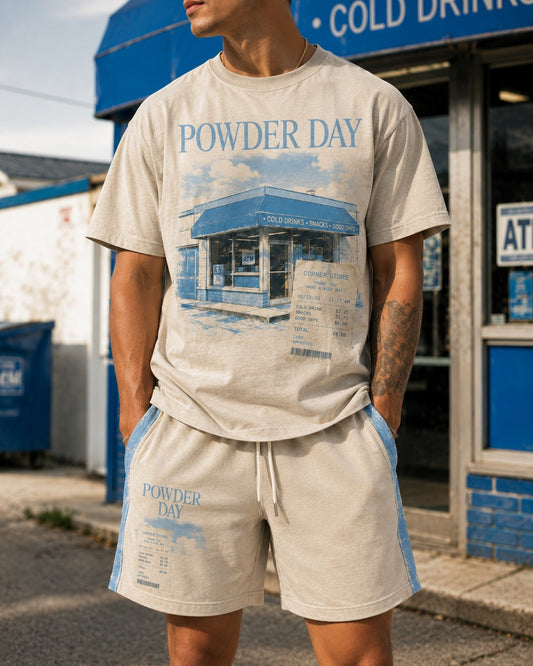 Blue/Cream Short Set, lifestyle 1