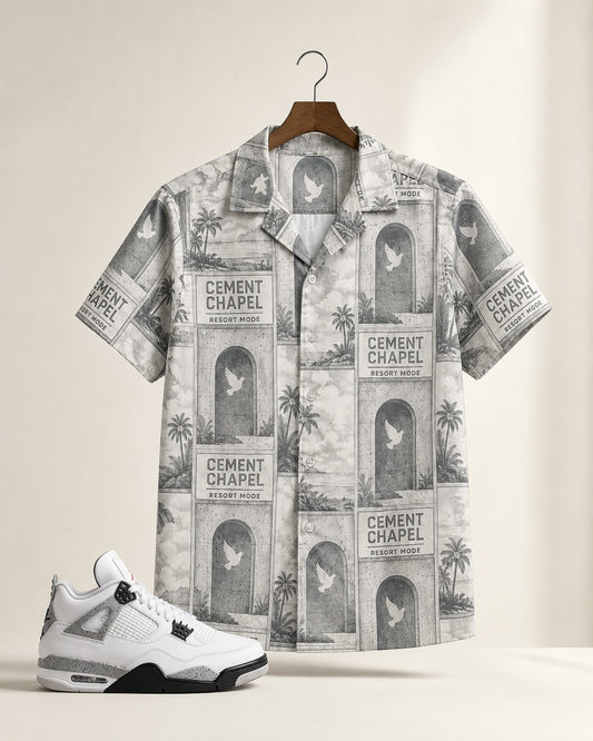 White/Grey Hawaiian Shirt, lifestyle 1