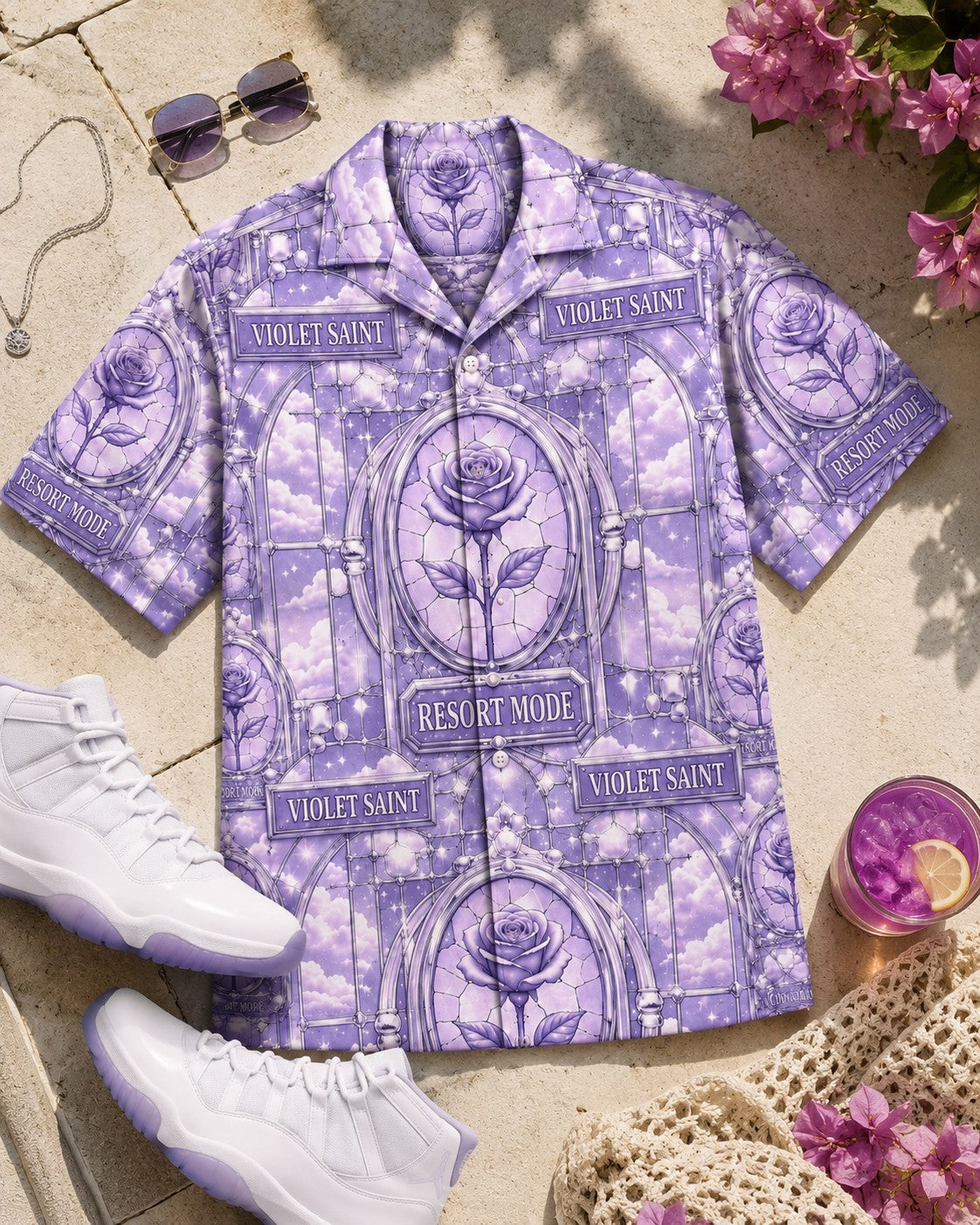 Violet/White Hawaiian Shirt, lifestyle 4