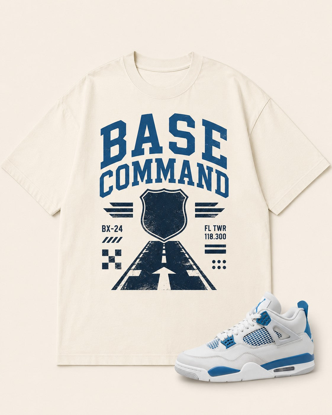 Blue/White Graphic Tee, front