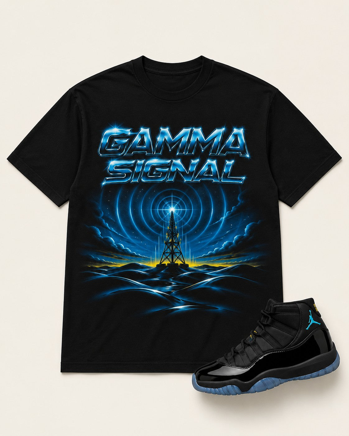 Blue/Black Graphic Tee, front