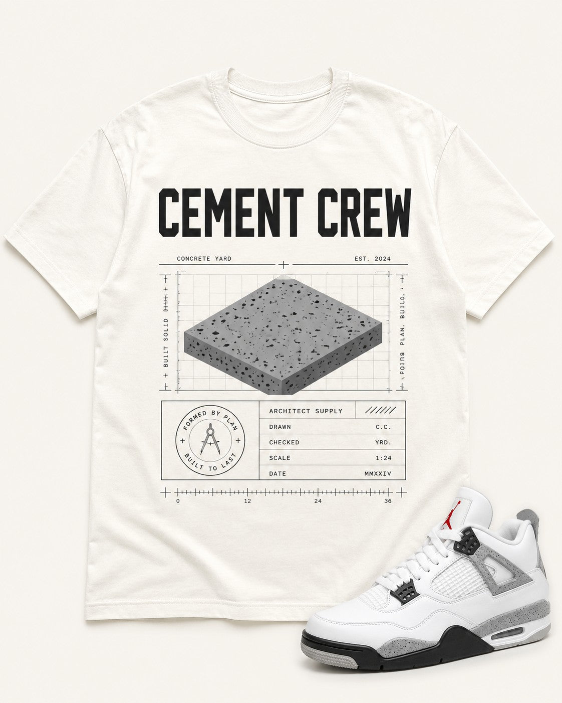 White/Grey Graphic Tee, front