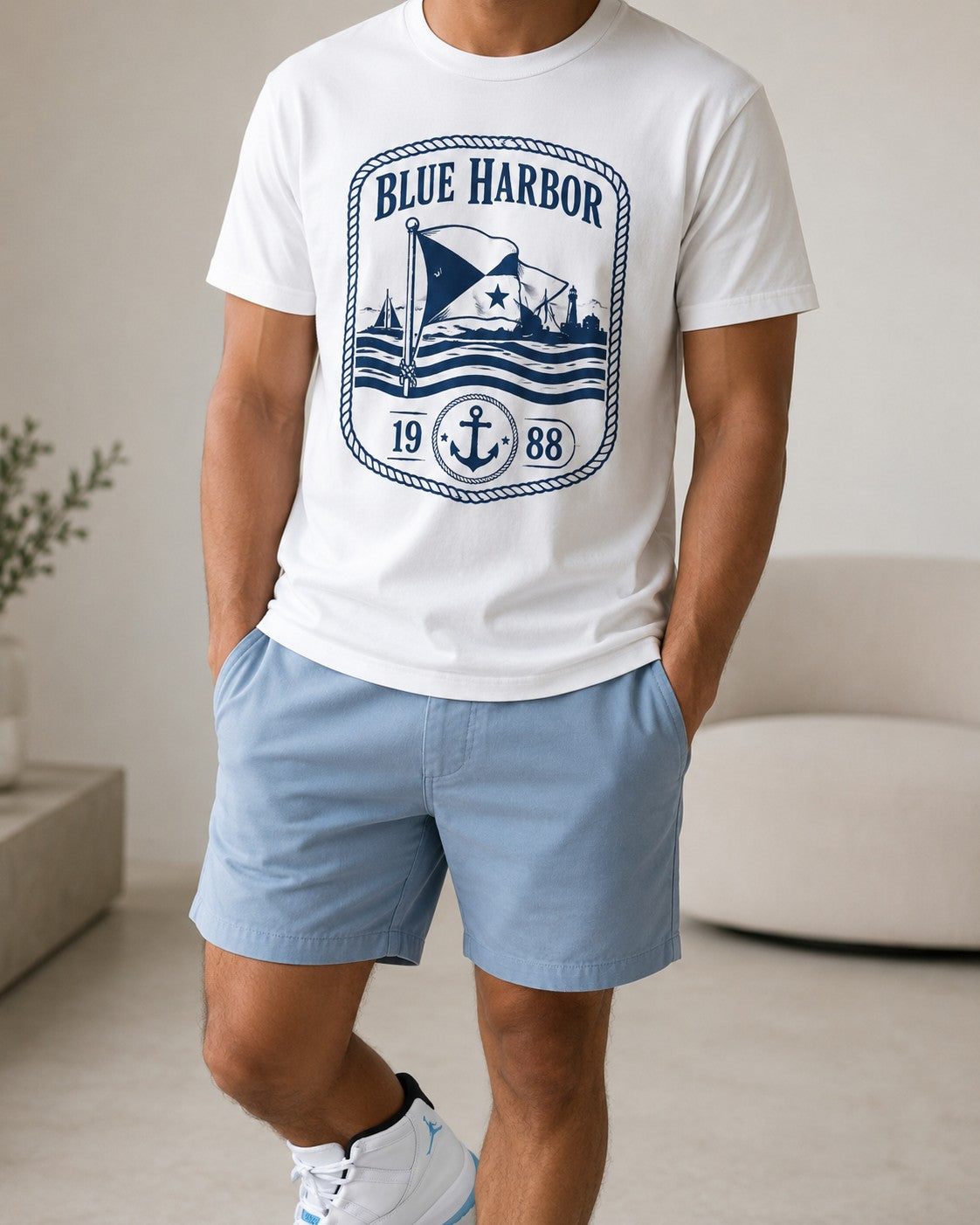 Blue/White Graphic Tee, lifestyle 1