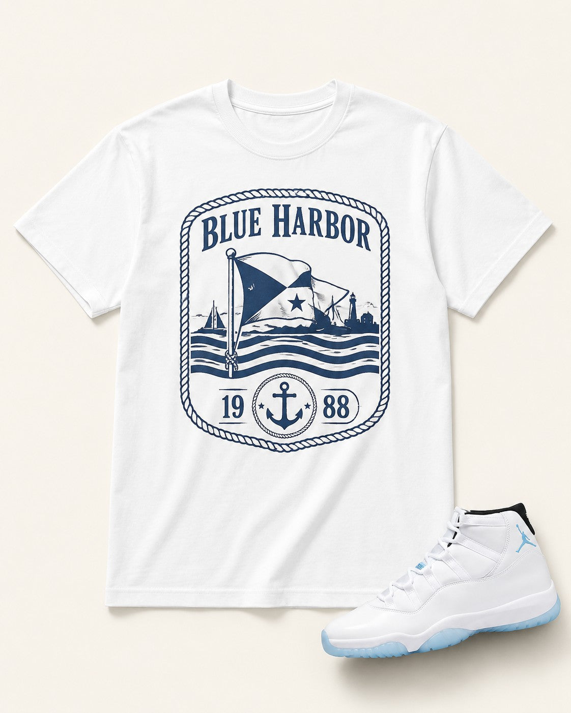 Blue/White Graphic Tee, front