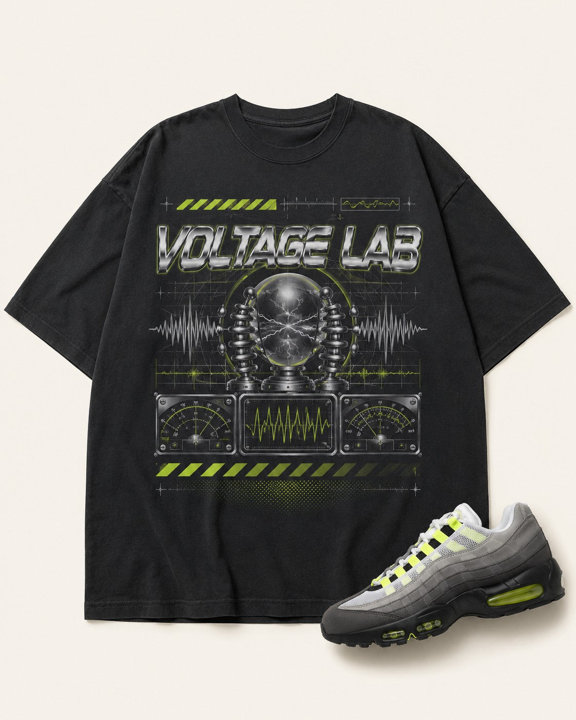 Neon/Grey Graphic Tee, front