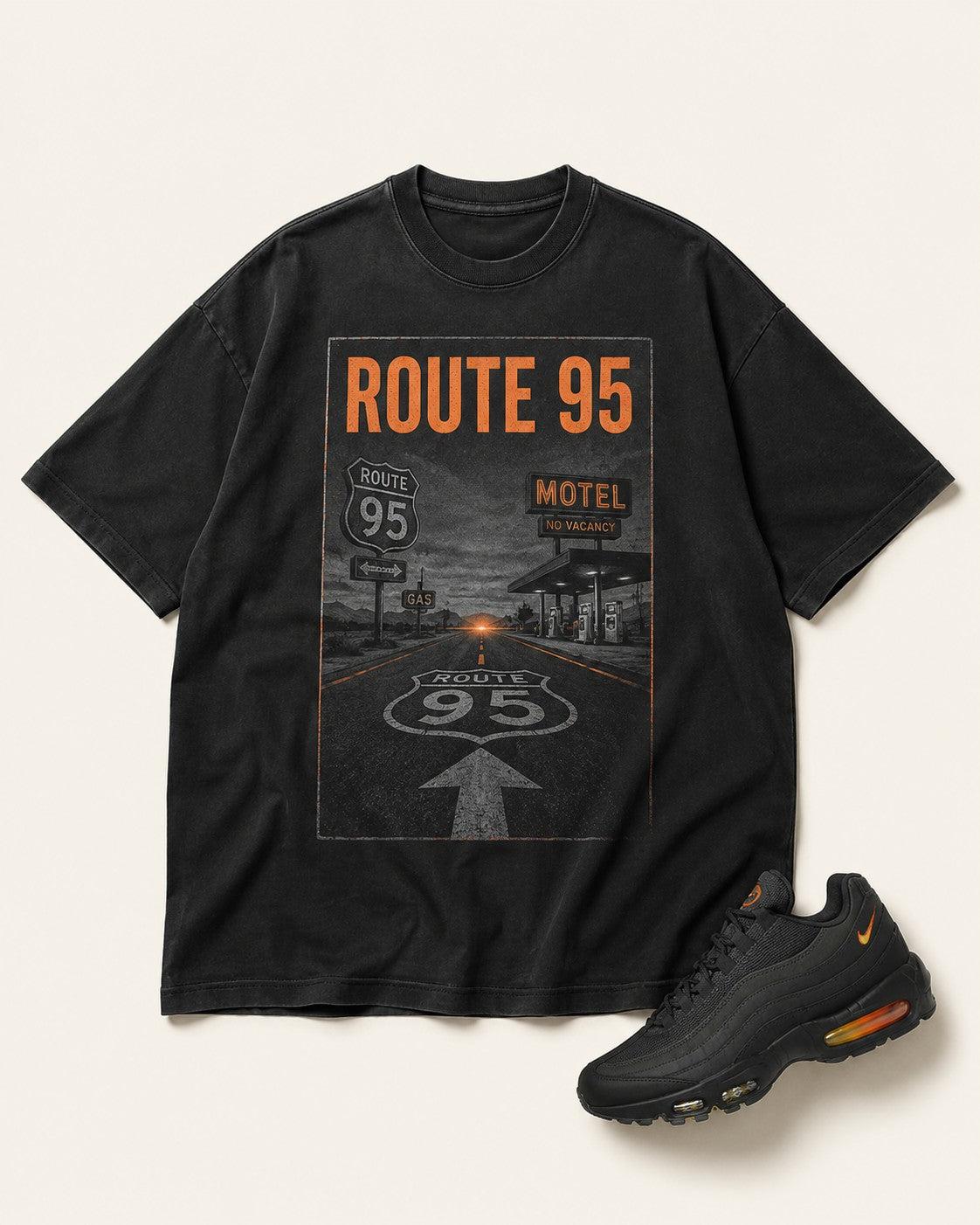Orange/Grey Graphic Tee, front