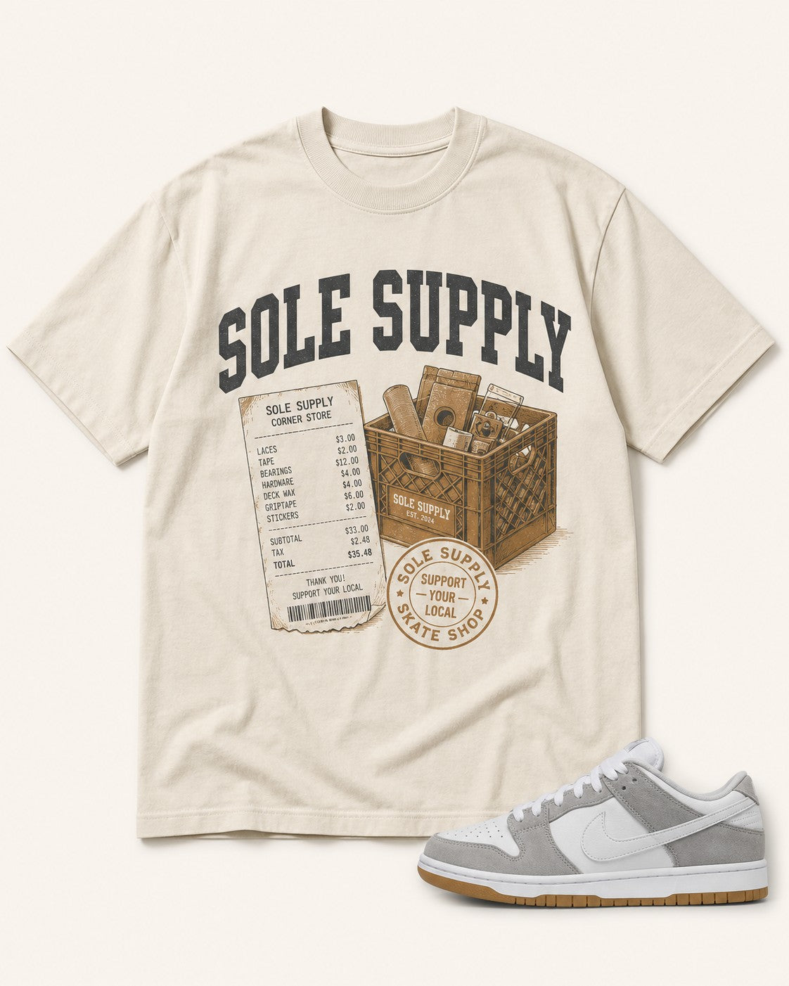 Grey/Brown Graphic Tee, front