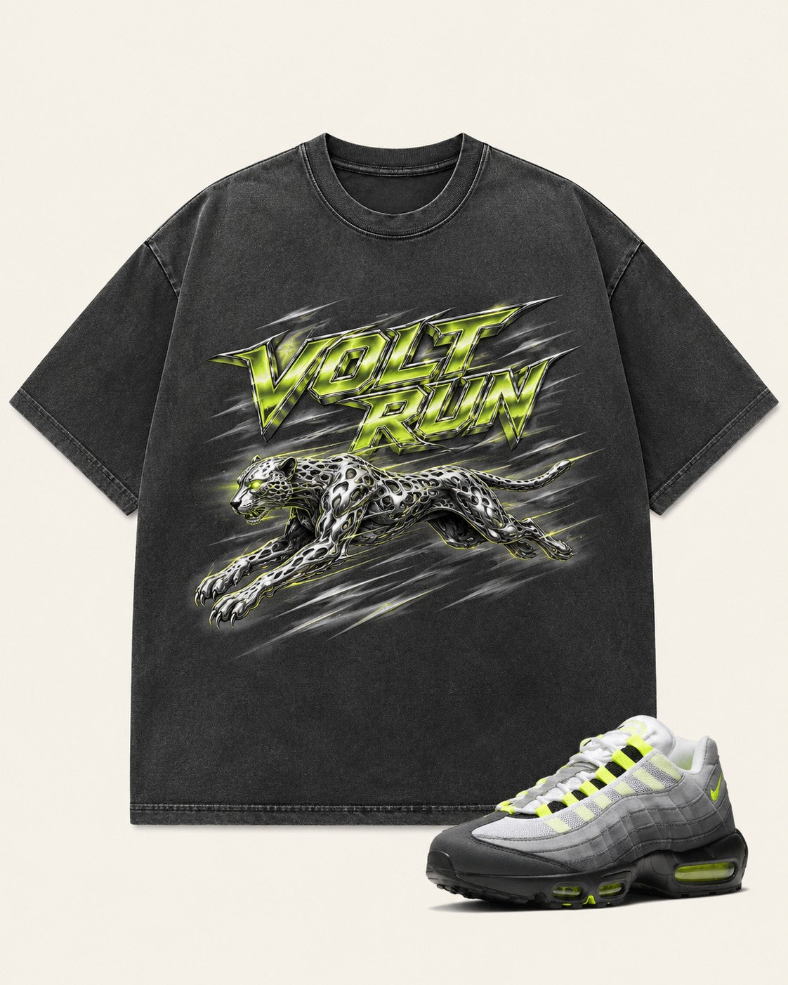 Neon/Grey Graphic Tee, front