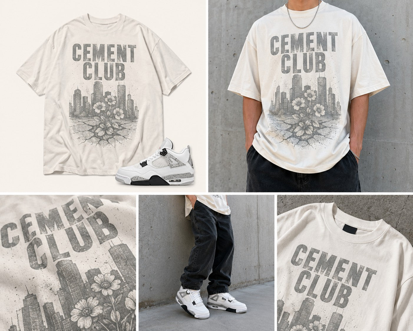 White/Grey Graphic Tee, front
