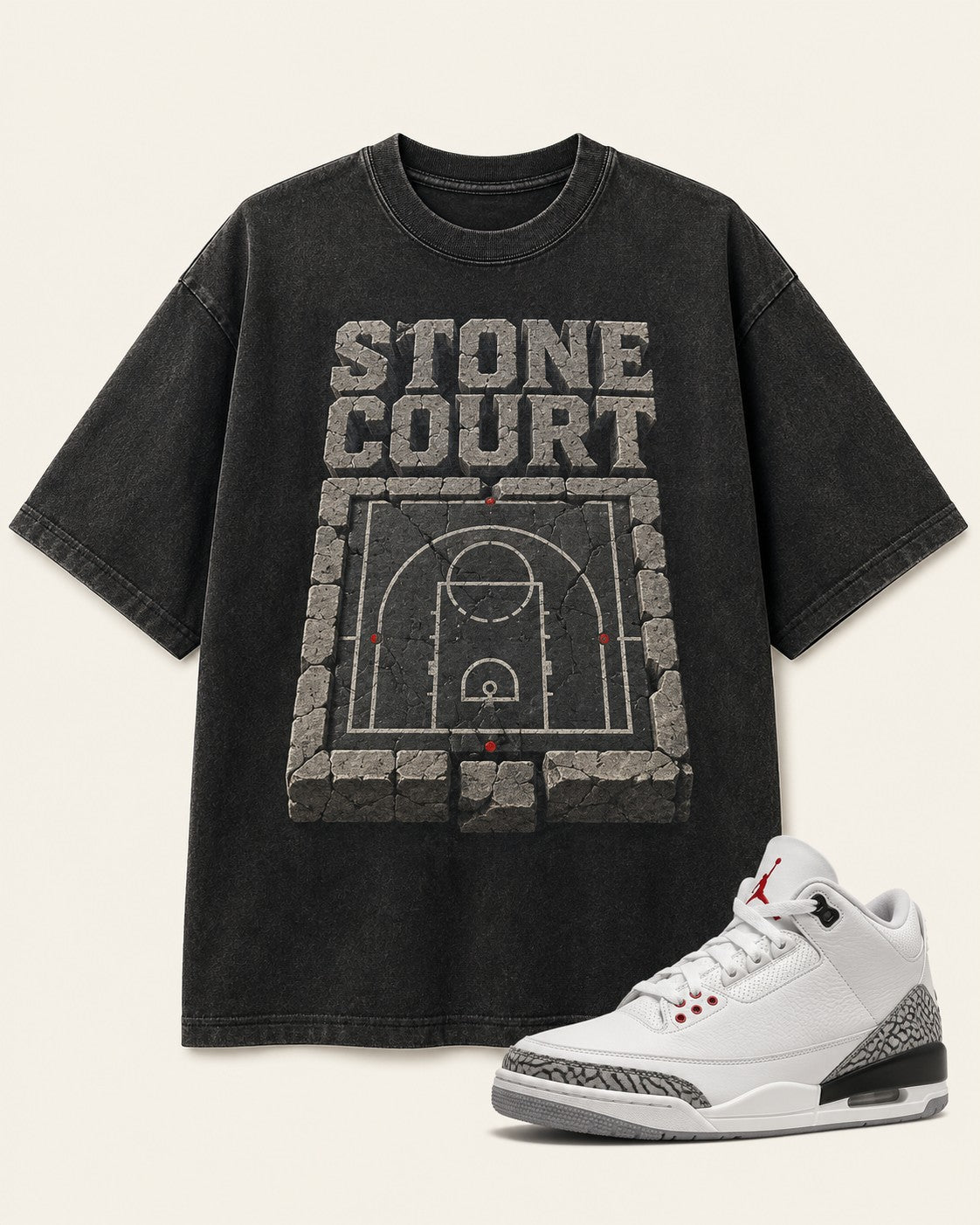 Grey/White Graphic Tee, front