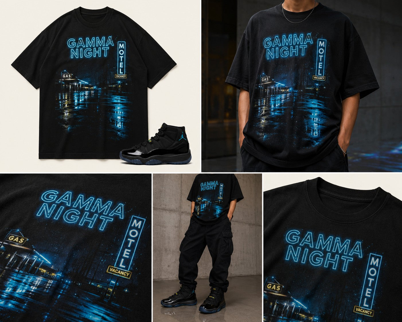 Black/Blue Graphic Tee, front