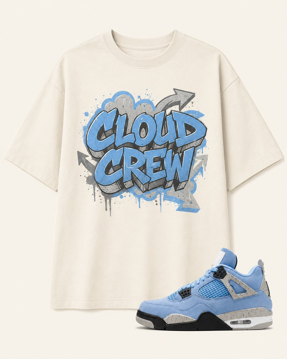 Blue/Grey Graphic Tee, front