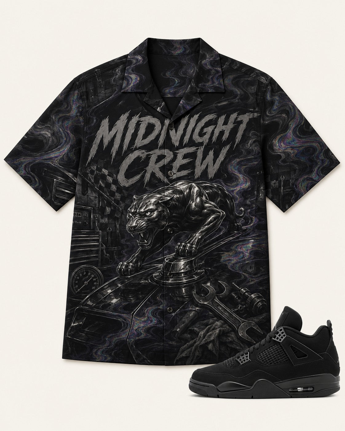Black/Grey Hawaiian Shirt, lifestyle 1