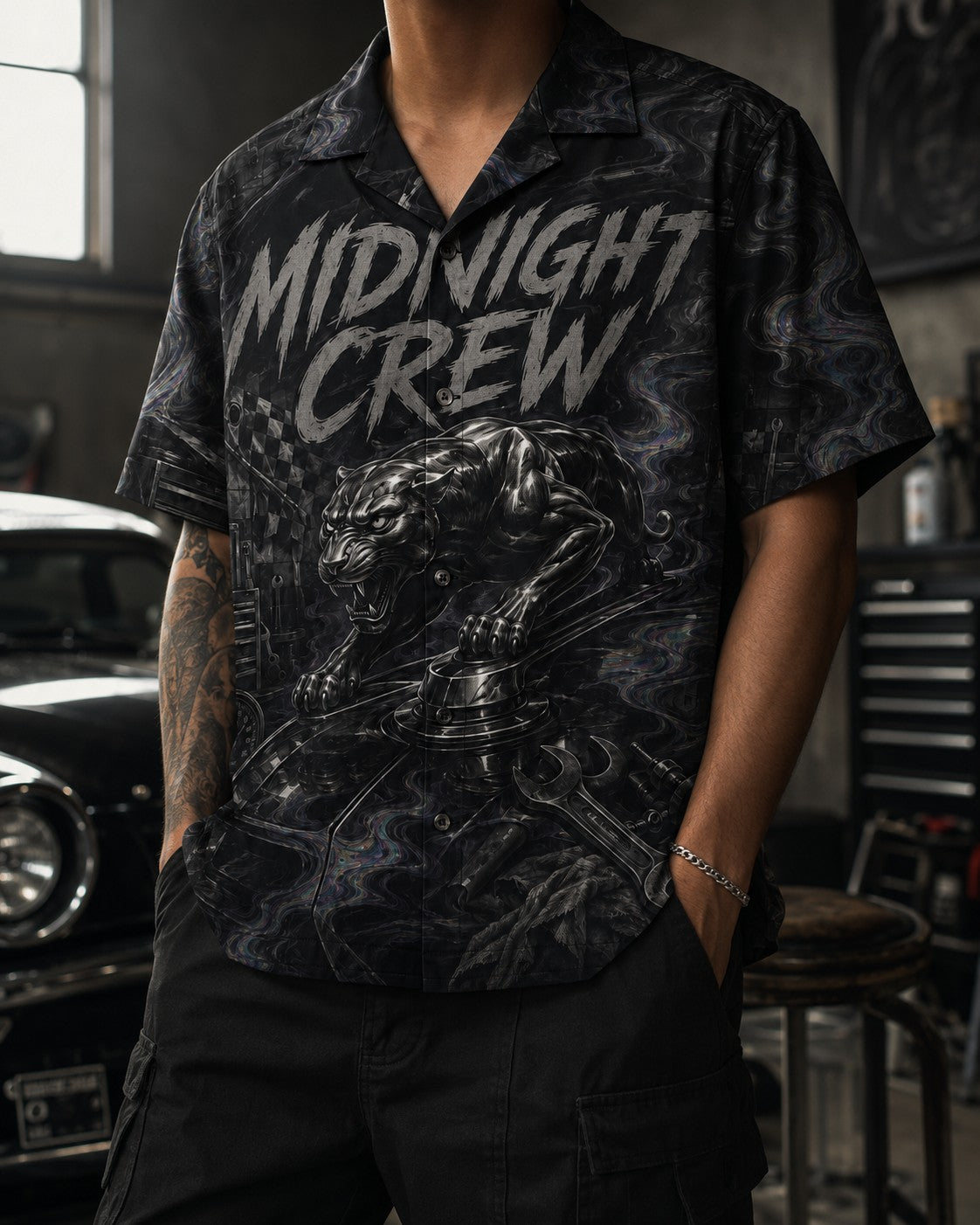 Black/Grey Hawaiian Shirt, lifestyle 2