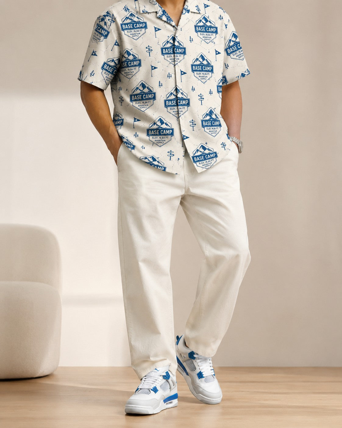 Blue/White Hawaiian Shirt, lifestyle 3