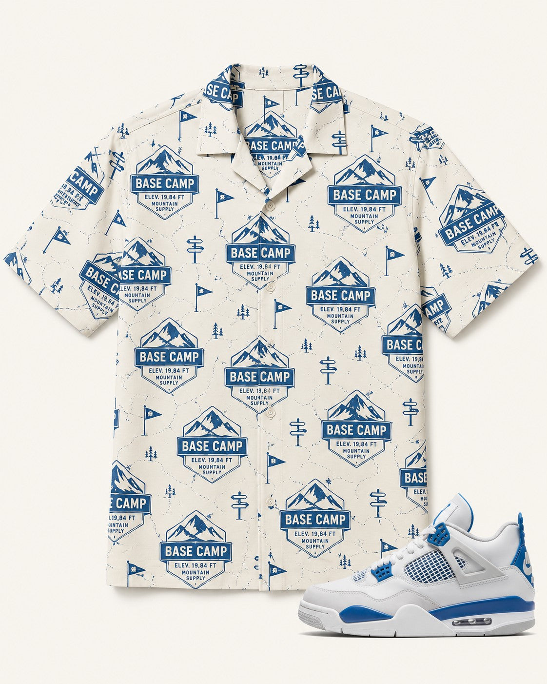 Blue/White Hawaiian Shirt, front