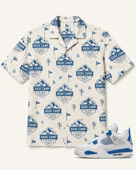 Blue/White Hawaiian Shirt, front