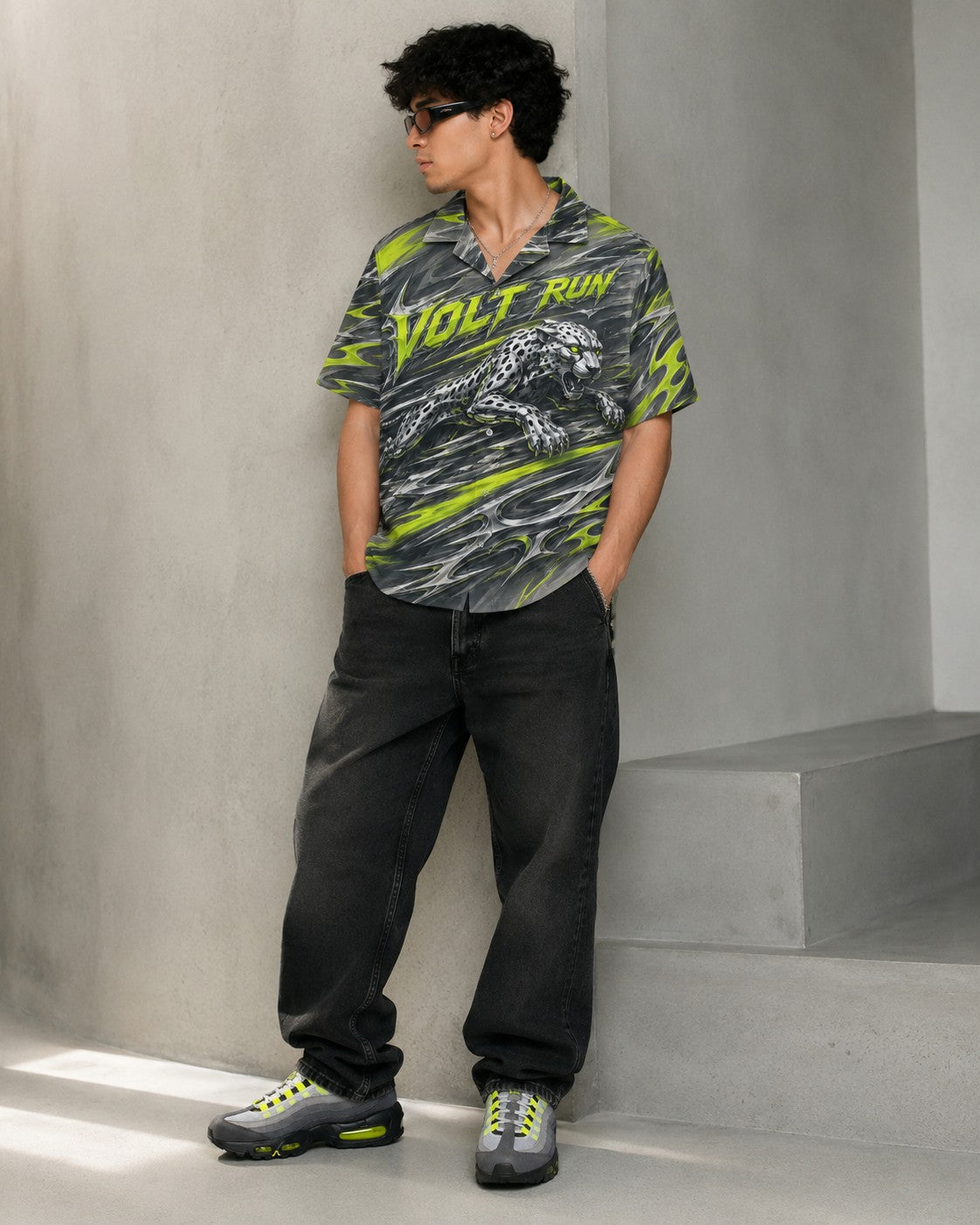 Neon/Grey Hawaiian Shirt, lifestyle 3