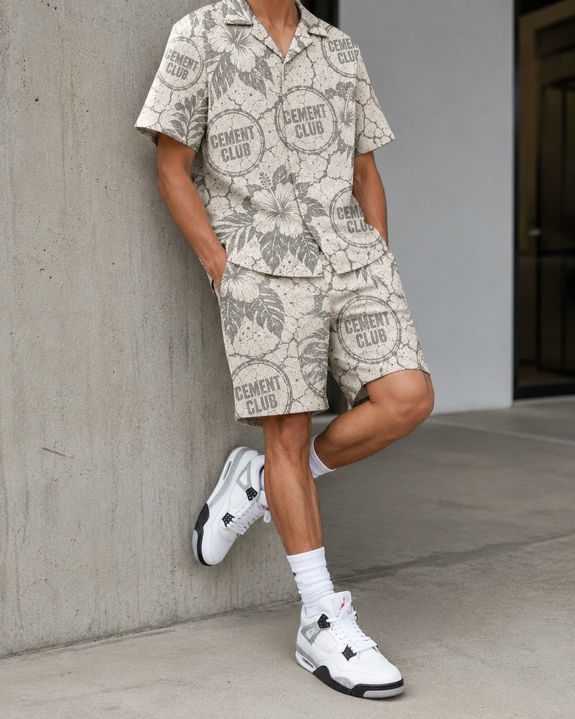White/Grey Hawaiian Shirt, lifestyle 1