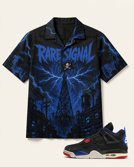 Black/Blue Hawaiian Shirt, front