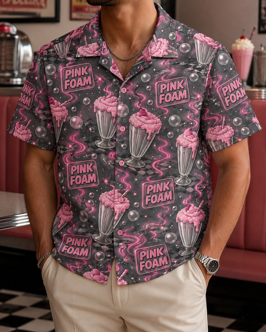 Pink/Grey Hawaiian Shirt, lifestyle 1