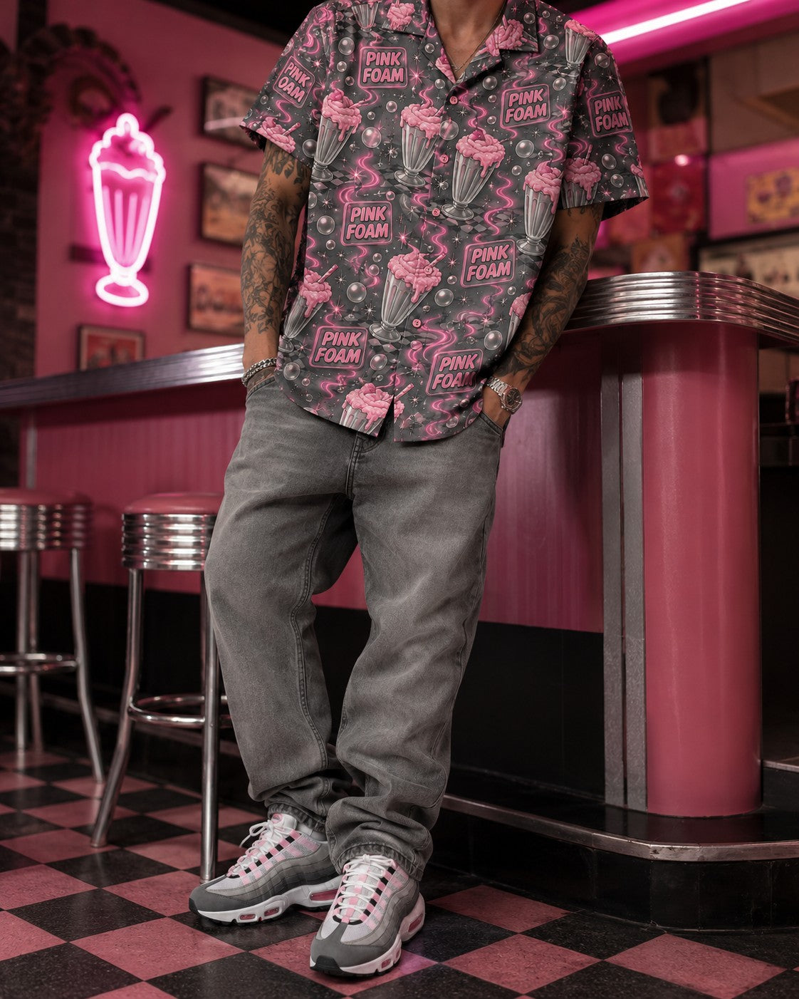 Pink/Grey Hawaiian Shirt, lifestyle 3