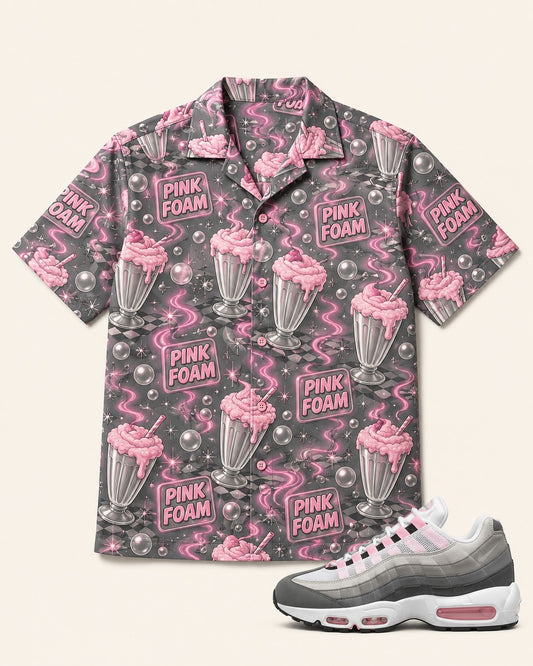 Pink/Grey Hawaiian Shirt, front