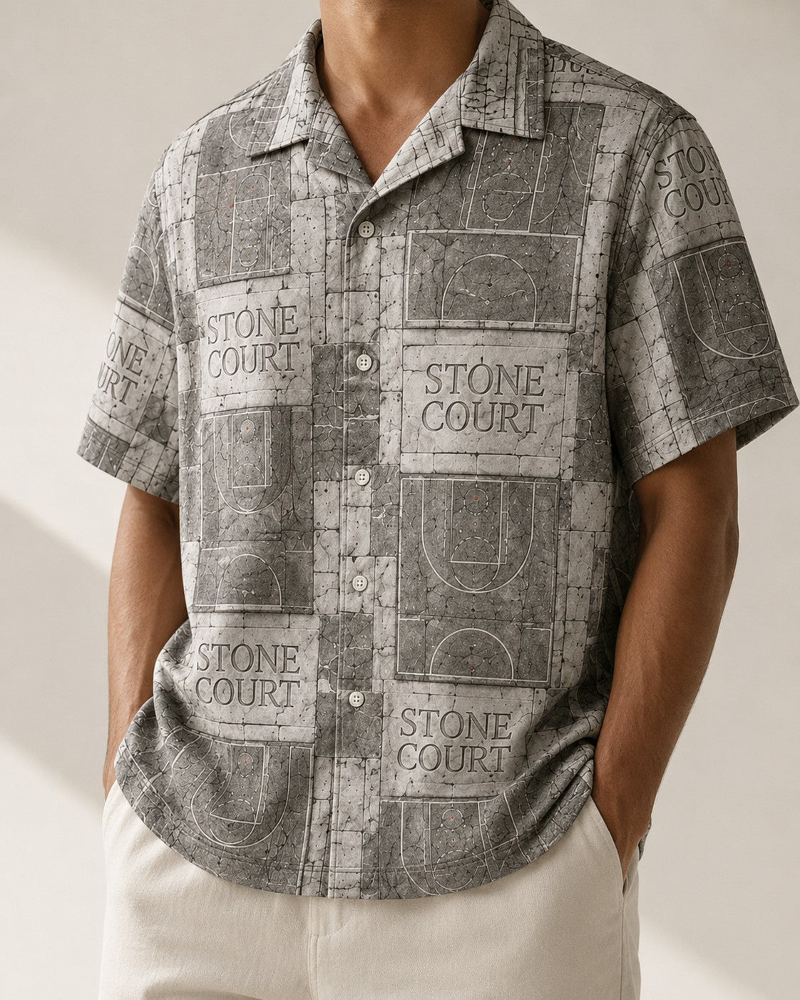 Grey/White Hawaiian Shirt, lifestyle 1