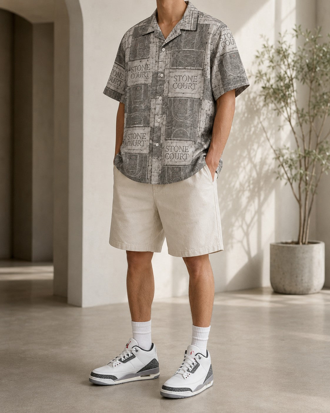 Grey/White Hawaiian Shirt, lifestyle 3