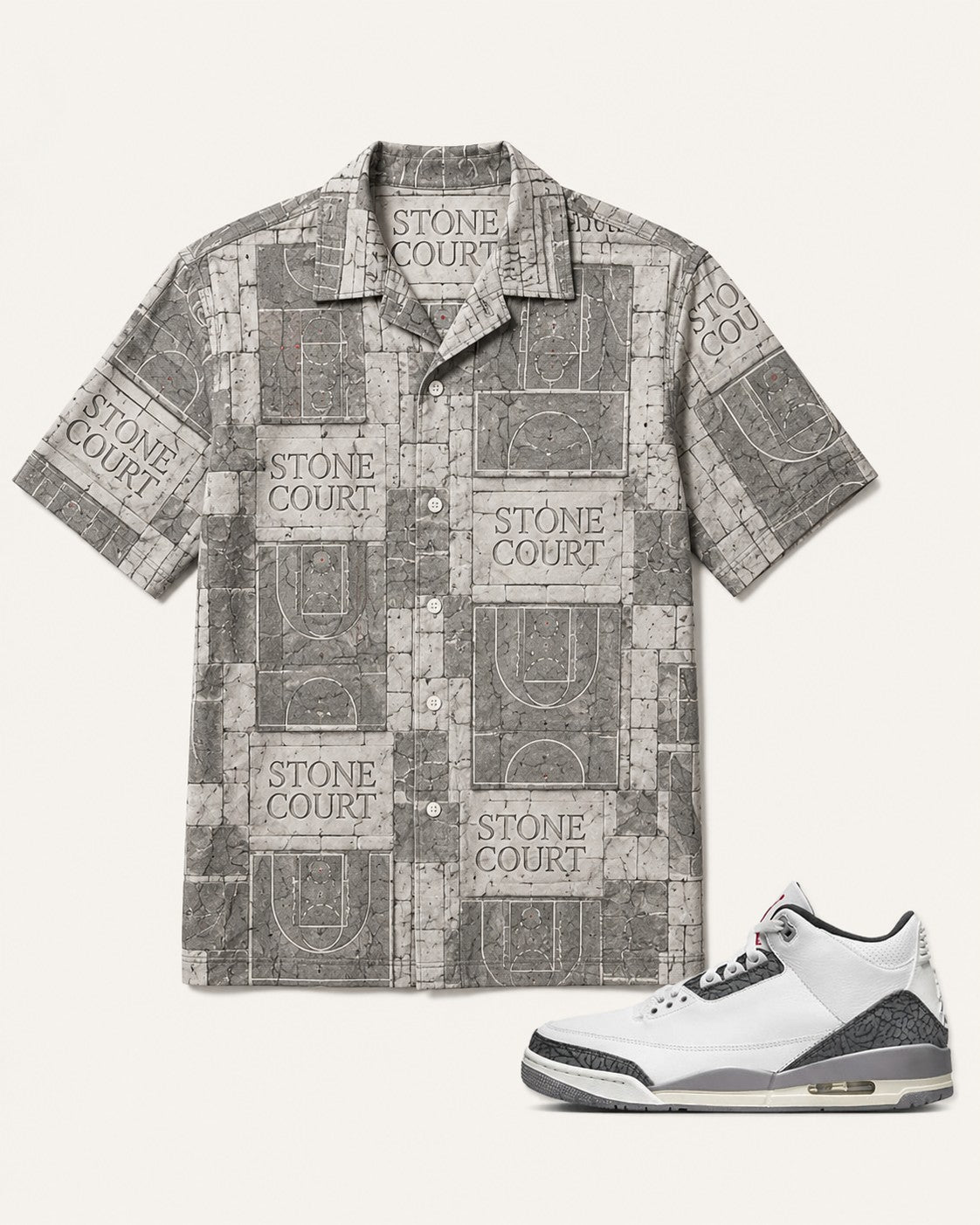Grey/White Hawaiian Shirt, front