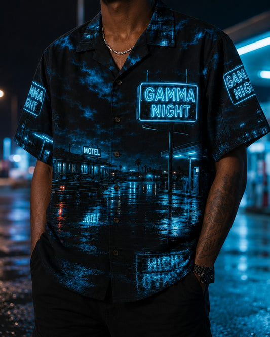 Black/Blue Hawaiian Shirt, lifestyle 1