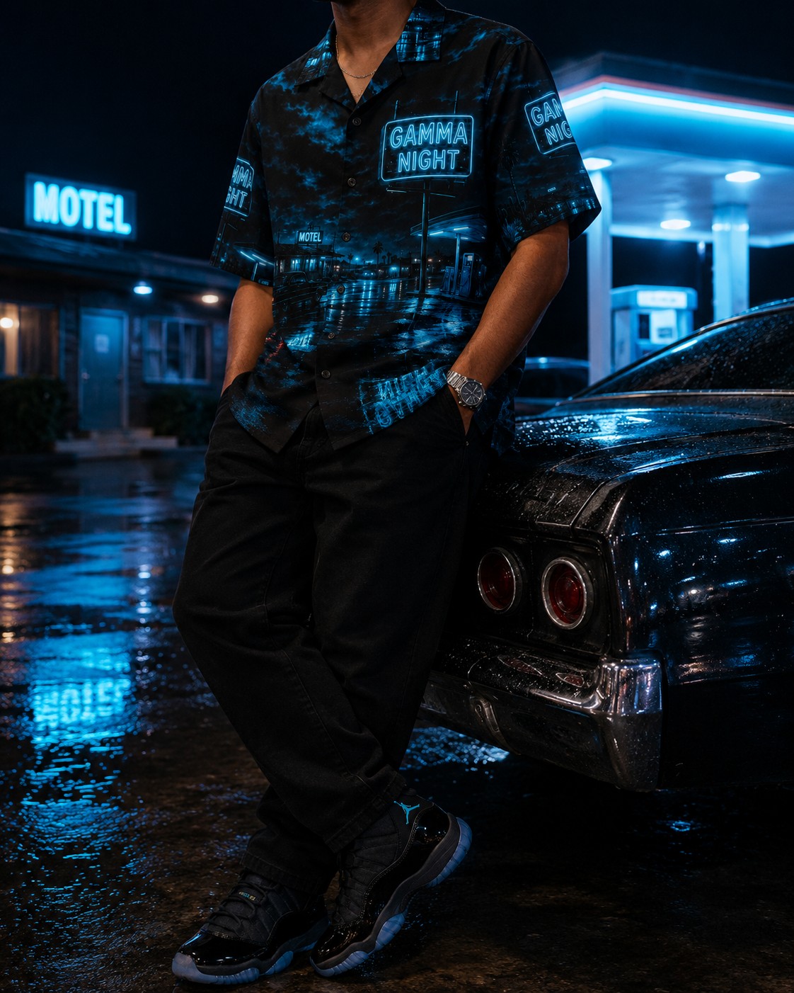 Black/Blue Hawaiian Shirt, lifestyle 3