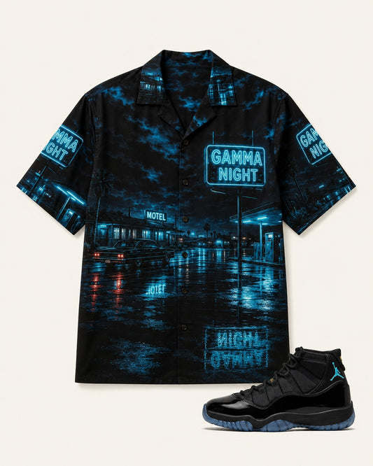Black/Blue Hawaiian Shirt, front