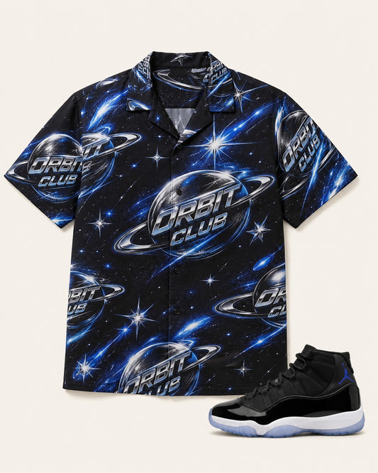 Black/Blue Hawaiian Shirt, front