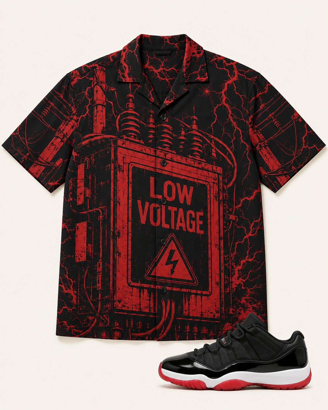 Red/Black Hawaiian Shirt, front