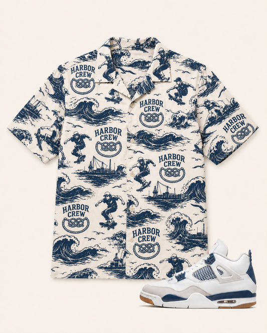 Navy/White Hawaiian Shirt, lifestyle 1