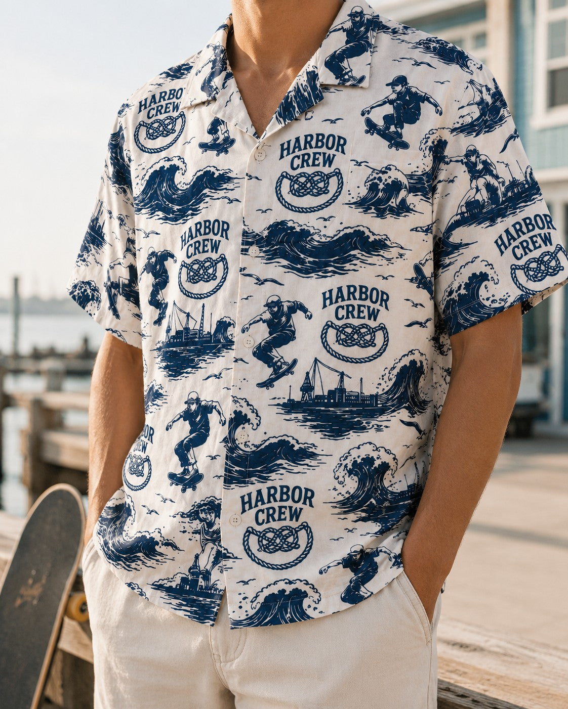 Navy/White Hawaiian Shirt, lifestyle 2