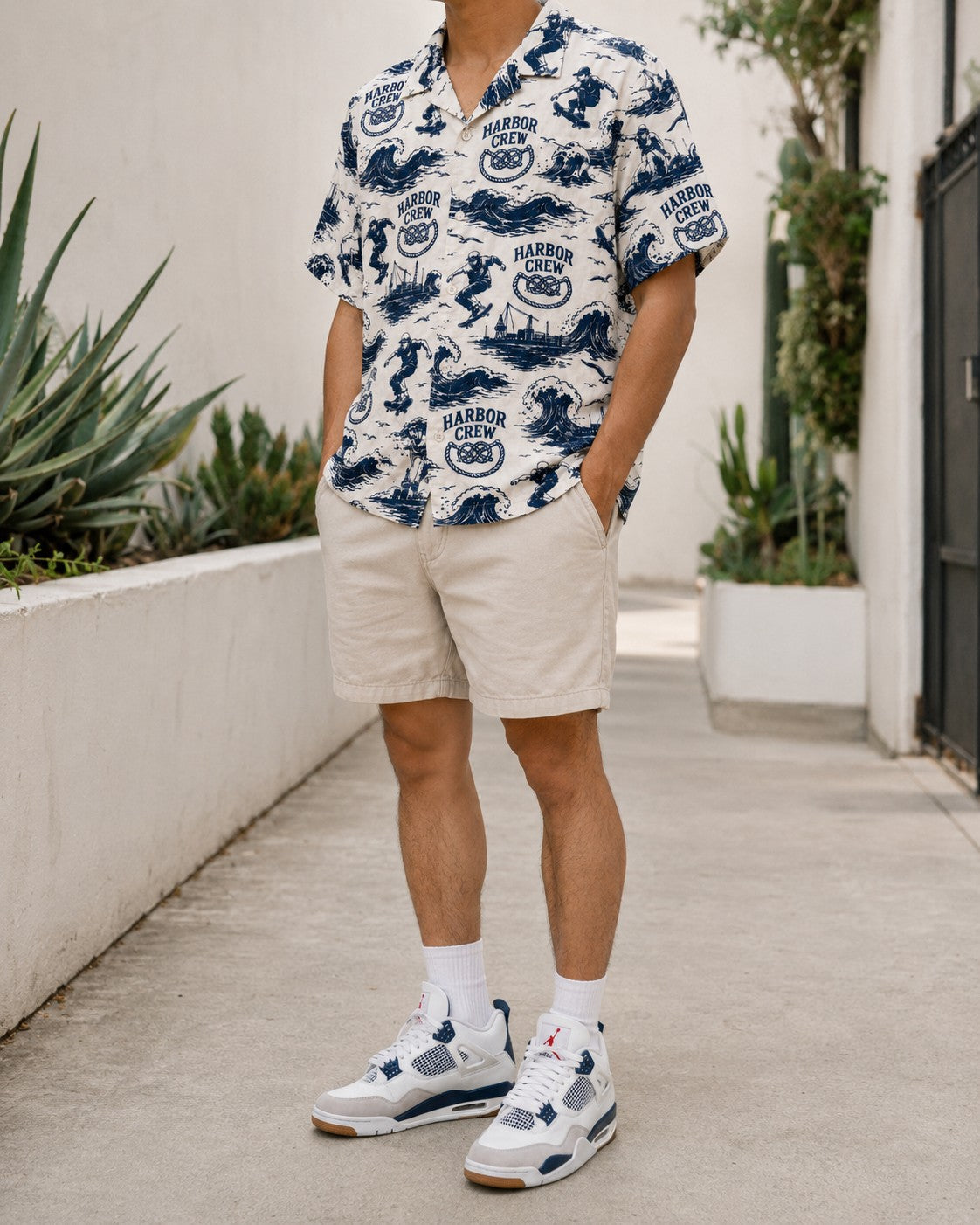Navy/White Hawaiian Shirt, lifestyle 3