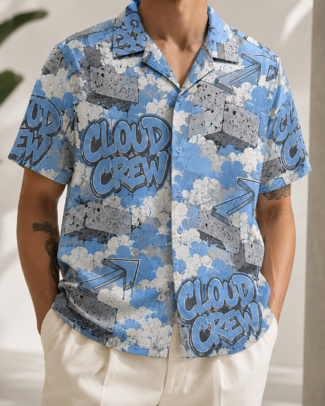 Blue/Grey Hawaiian Shirt, lifestyle 1