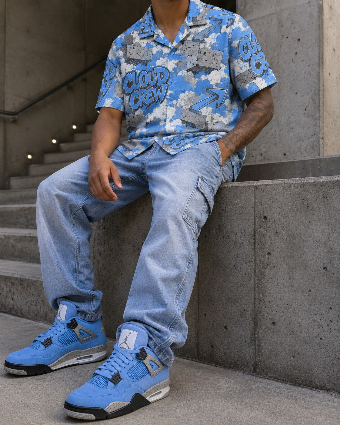 Blue/Grey Hawaiian Shirt, lifestyle 3