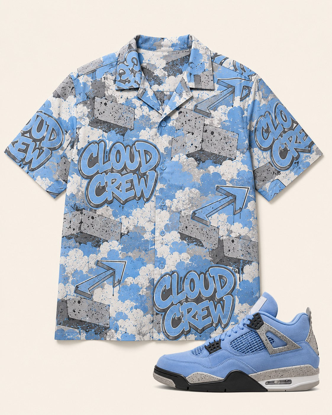 Blue/Grey Hawaiian Shirt, front