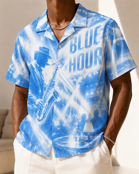 Blue/White Hawaiian Shirt, lifestyle 1