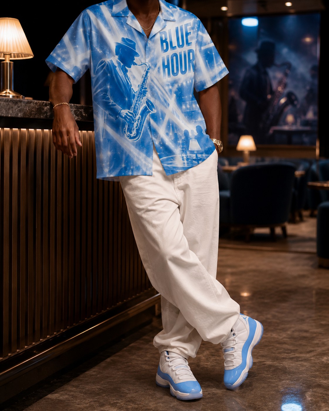 Blue/White Hawaiian Shirt, lifestyle 3