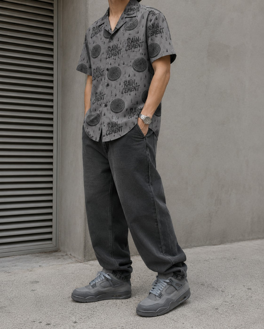 Grey/Black Hawaiian Shirt, lifestyle 3