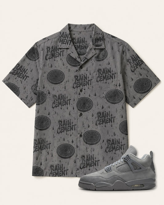 Grey/Black Hawaiian Shirt, front