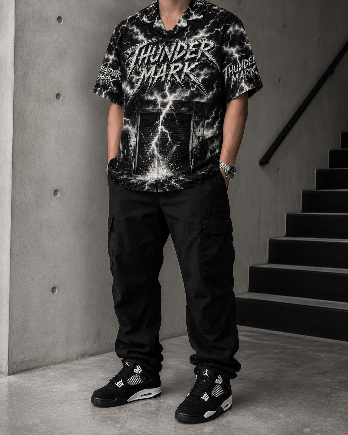 Black/White Hawaiian Shirt, lifestyle 3