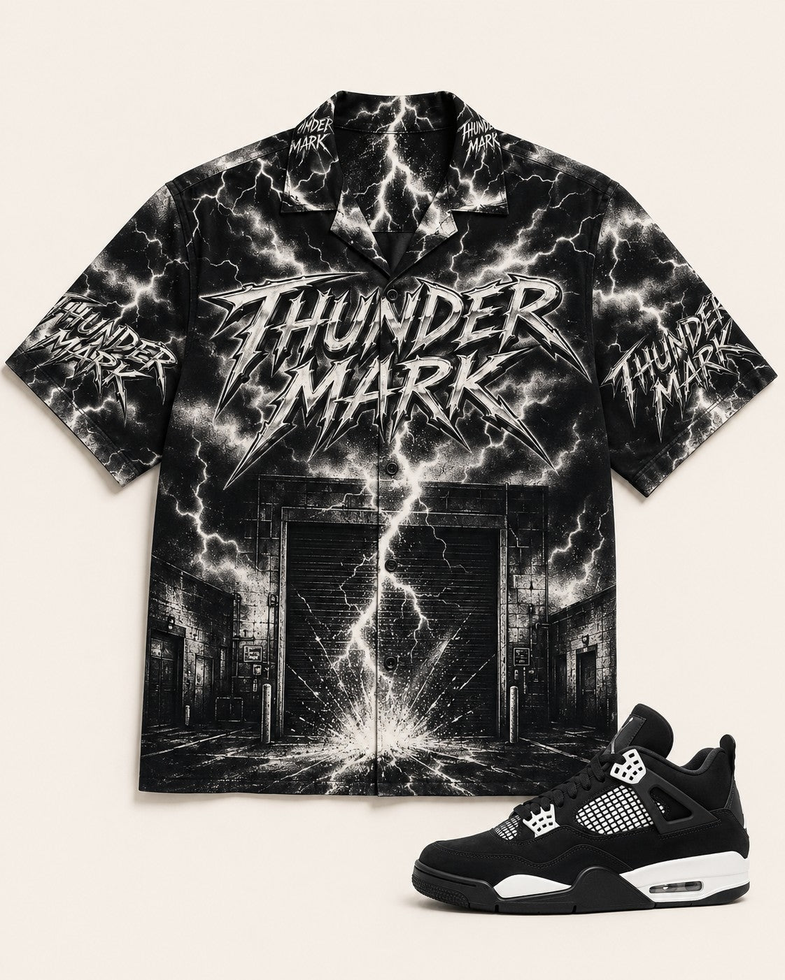 Black/White Hawaiian Shirt, front